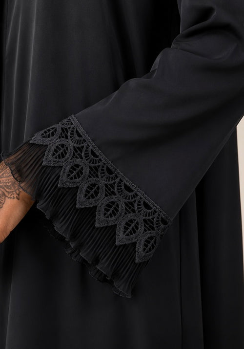 Noir Cascade Shoulder Abaya