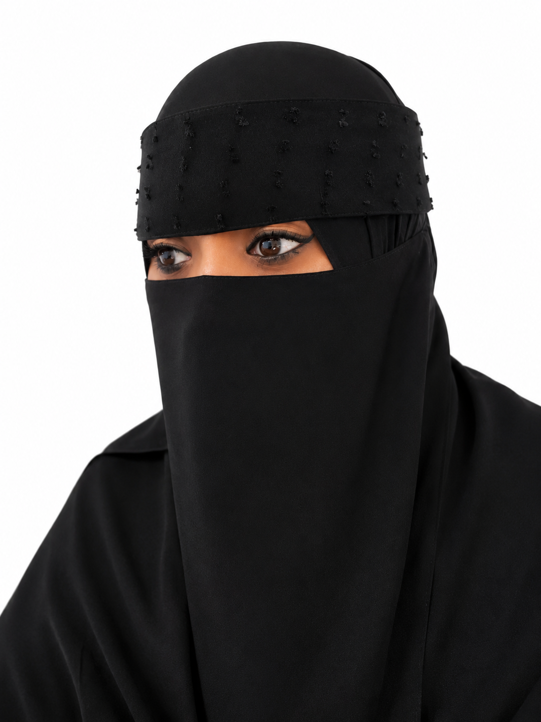 Noir Frayed Niqab