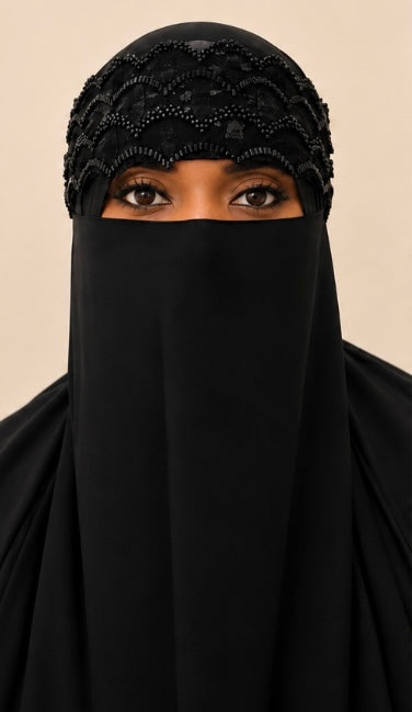 Onyx Beaded Niqab