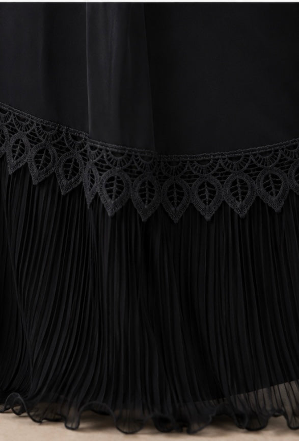 Noir Cascade Shoulder Abaya